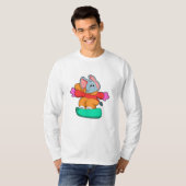 T-shirt Elephant au snowboard avec snowboard (Devant entier)