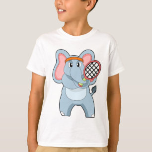 T-shirt Elephant au Tennis avec raquette de tennis