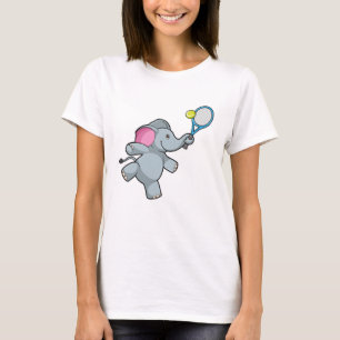 T-shirt Elephant au Tennis avec raquette de tennis