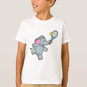 T-shirt Elephant au Tennis avec raquette de tennis