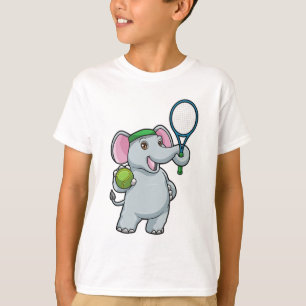 T-shirt Elephant au Tennis avec raquette de tennis