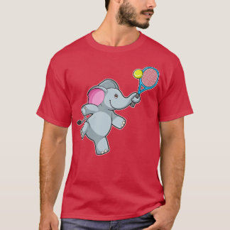 T-shirt Elephant au Tennis avec raquette de tennis 3