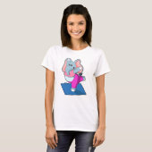 T-shirt Eléphant au Yoga Exercices d'étirement à debout (Devant entier)