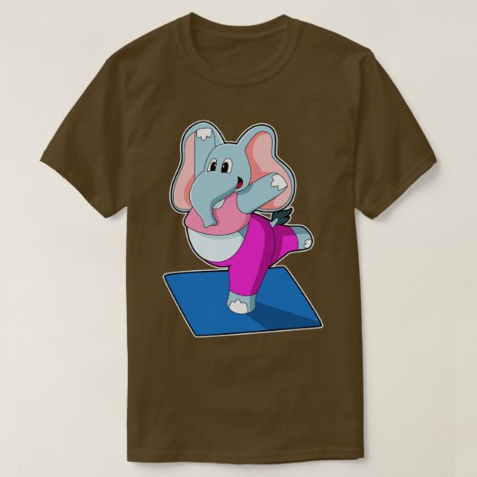 T-shirt Eléphant au Yoga Exercices d'étirement à debout (Design devant)
