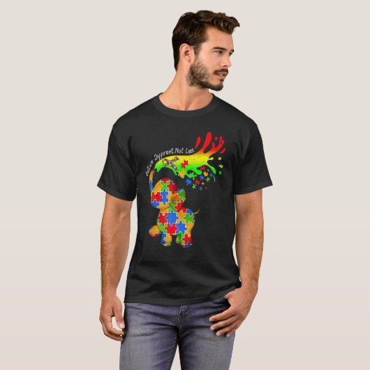 T-shirt Elephant Autism Different Not Less Be Kind Puzzle  (Devant entier)