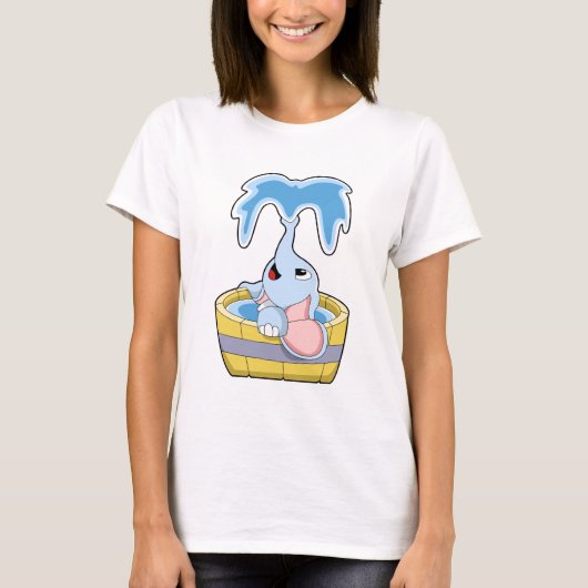 T-shirt Eléphant avec baignoire remplie d'eau (Devant)