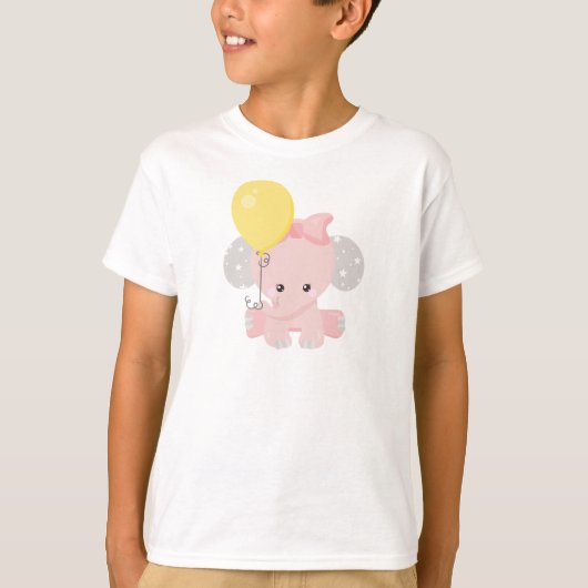 T-shirt Eléphant Avec Ballons, Eléphant Mignonne, Couronne (Devant)