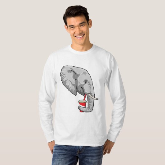 T-shirt Eléphant avec boisson (Devant entier)