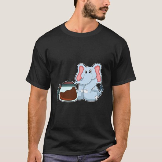 T-shirt Éléphant avec cafetière (Devant)