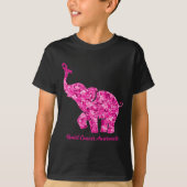T-shirt Eléphant Avec Fleur Cancer du Sein Sensibilisation (Devant)