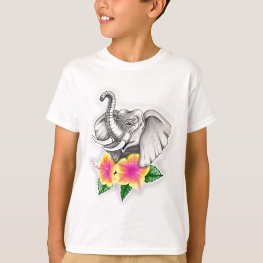 T-shirt Éléphant avec la conception de ketmie (Devant)