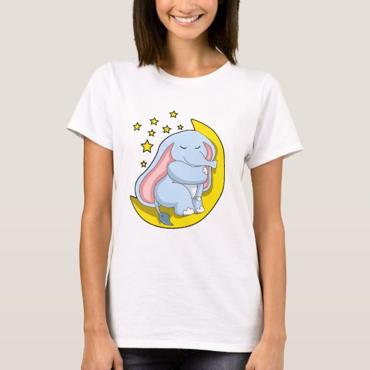 T-shirt Eléphant avec lune et étoiles (Devant)