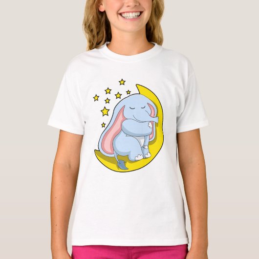 T-shirt Eléphant avec lune et étoiles (Devant)