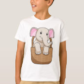 T-shirt Eléphant avec panier (Devant)