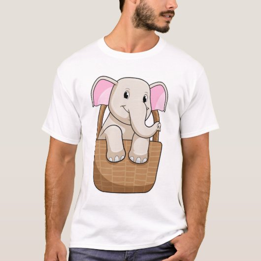 T-shirt Eléphant avec panier (Devant)