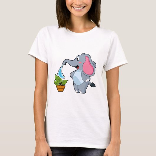 T-shirt Eléphant avec Plante (Devant)