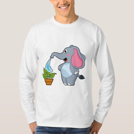 T-shirt Eléphant avec Plante (Devant)