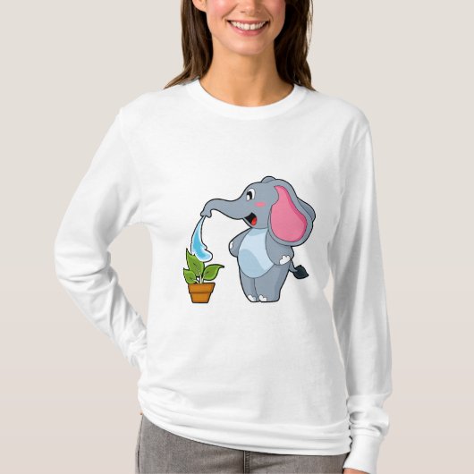 T-shirt Eléphant avec Plante (Devant)