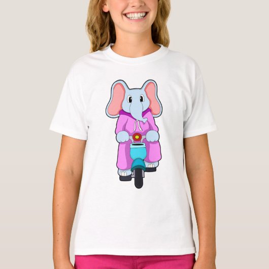 T-shirt Eléphant avec vélo (Devant)