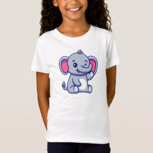 T-Shirt Éléphant Bébé Assis Faisant un Signe de la Main-23