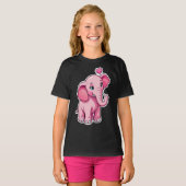 T-shirt Eléphant Bébé Rose Cute Avec Amour (Devant entier)