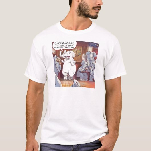 T-shirt Éléphant Blanc Drôle Dans La Pièce (Devant)