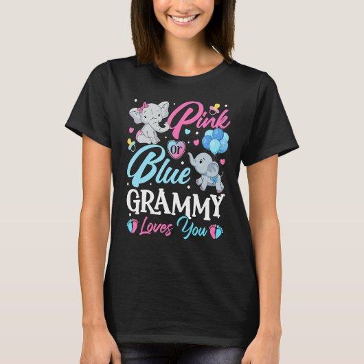 T-shirt Elephant bleu rose Grammy vous aime Grossesse Reve (Devant)