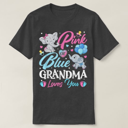 T-shirt Elephant bleu rose grand-mère vous aime Grossesse  (Design devant)