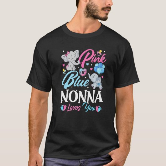 T-shirt Elephant bleu rose Nonna t'aime Grossesse Revea (Devant)