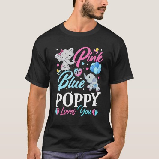 T-shirt Elephant Blue Rose Poppy vous aime Grossesse Revea (Devant)