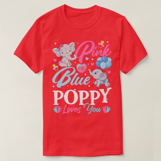 T-shirt Elephant Blue Rose Poppy vous aime Grossesse Revea (Design devant)
