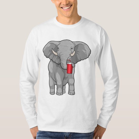 T-shirt Eléphant Boire de la tasse (Devant)