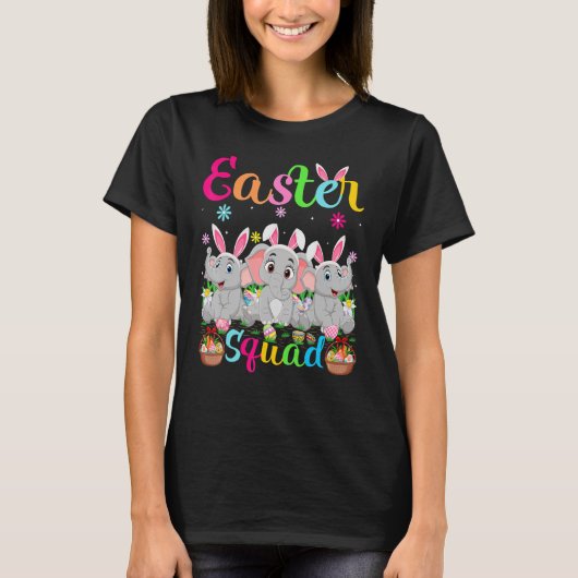 T-shirt Elephant Bunny Ear Easter Squad Elephant Happant E (Devant)