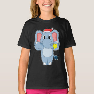 T-shirt Éléphant chapeau de Père Noël de Noël