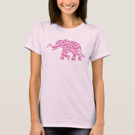 T-shirt Eléphant Coeurs roses (Devant)