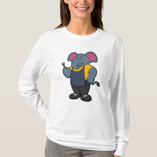 T-shirt Éléphant coiffeur avec ciseaux (Devant)