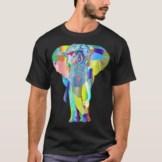 T-shirt Eléphant coloré Unisex (Devant)