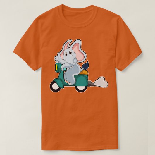 T-shirt Elephant Comme Biker Avec Scooter (Design devant)