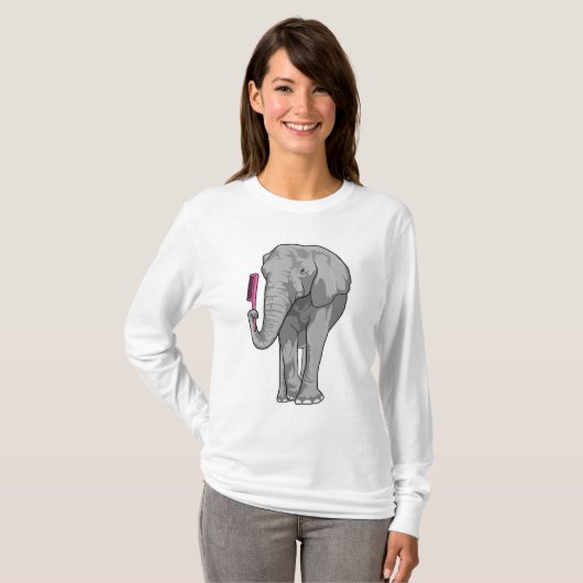 T-shirt Elephant comme coiffeur avec peigne (Devant entier)