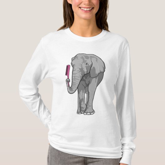 T-shirt Elephant comme coiffeur avec peigne (Devant)