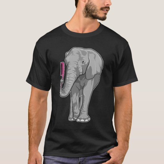 T-shirt Elephant comme coiffeur avec peigne (Devant)