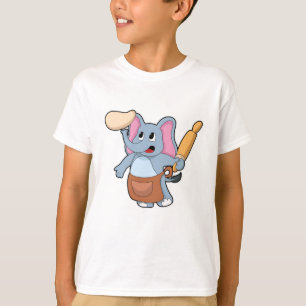 T-shirt Eléphant comme cuisinier avec broche à rouleaux & 
