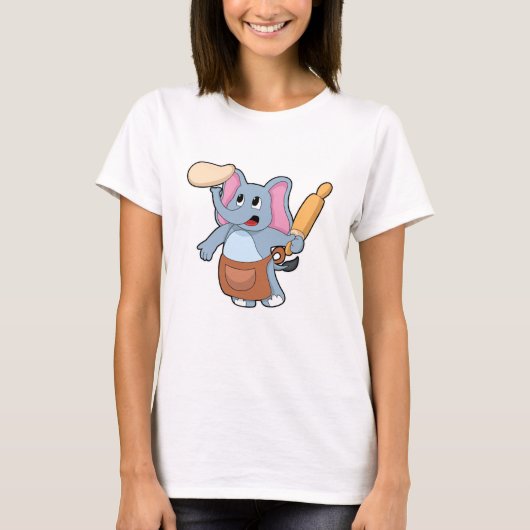 T-shirt Eléphant comme cuisinier avec broche à rouleaux &  (Devant)