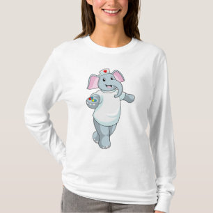 T-shirt Elephant comme infirmière avec la médecine