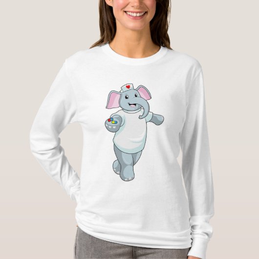 T-shirt Elephant comme infirmière avec la médecine (Devant)