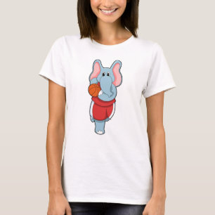 T-shirt Elephant comme joueur de basket-ball avec basket-b