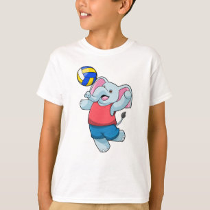T-shirt Elephant comme joueur de volleyball avec volleybal
