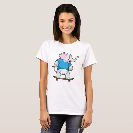 T-shirt Elephant comme patineur avec skateboard (Devant entier)