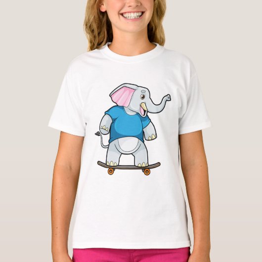 T-shirt Elephant comme patineur avec skateboard (Devant)