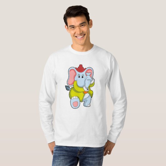 T-shirt Elephant comme pompier avec Proboscis (Devant entier)